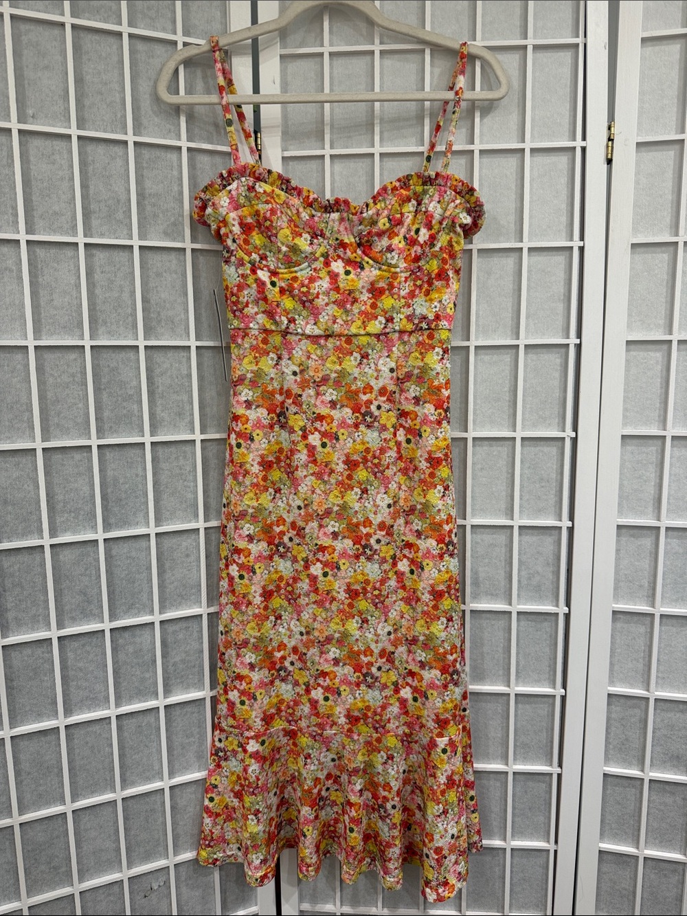 Anthropologie Hutch Floral Midi Dress in Yellow, Pink & Green Size XS NWT